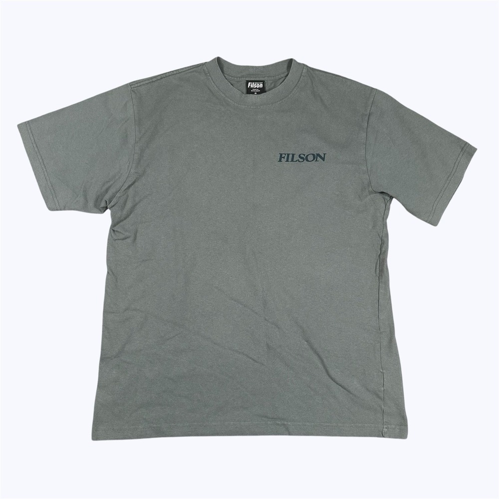 C.C FILSON Bass Fish Graphic Frontier T Shirt Fishing Mens Gray Cotton Sz M